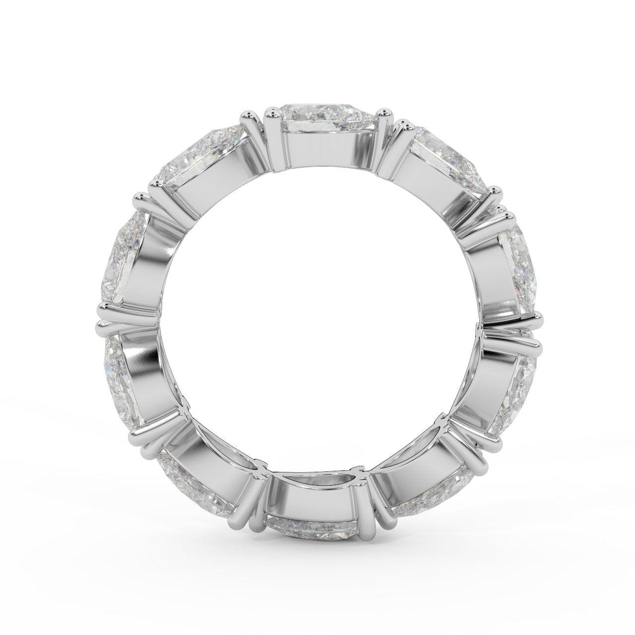 F/VS 3.00 Ct Certified Pear Diamond Full Eternity Ring in Hallmarked 18k Gold & Platinum