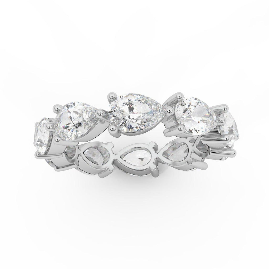 F/VS 3.00 Ct Certified Pear Diamond Full Eternity Ring in Hallmarked 18k Gold & Platinum