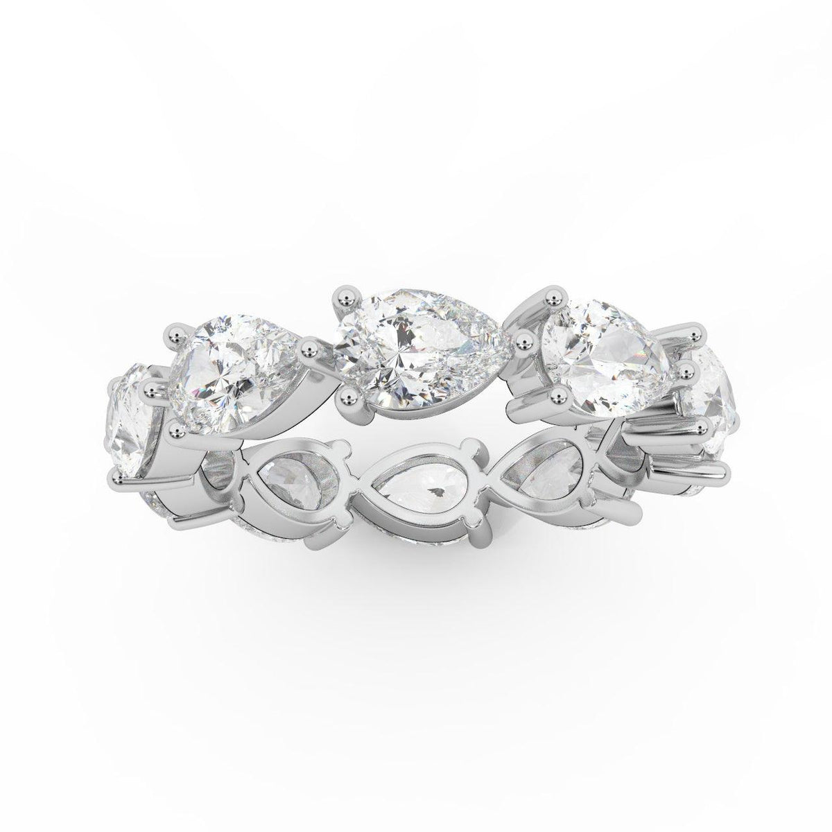 F/VS 3.00 Ct Certified Pear Diamond Full Eternity Ring in Hallmarked 18k Gold & Platinum