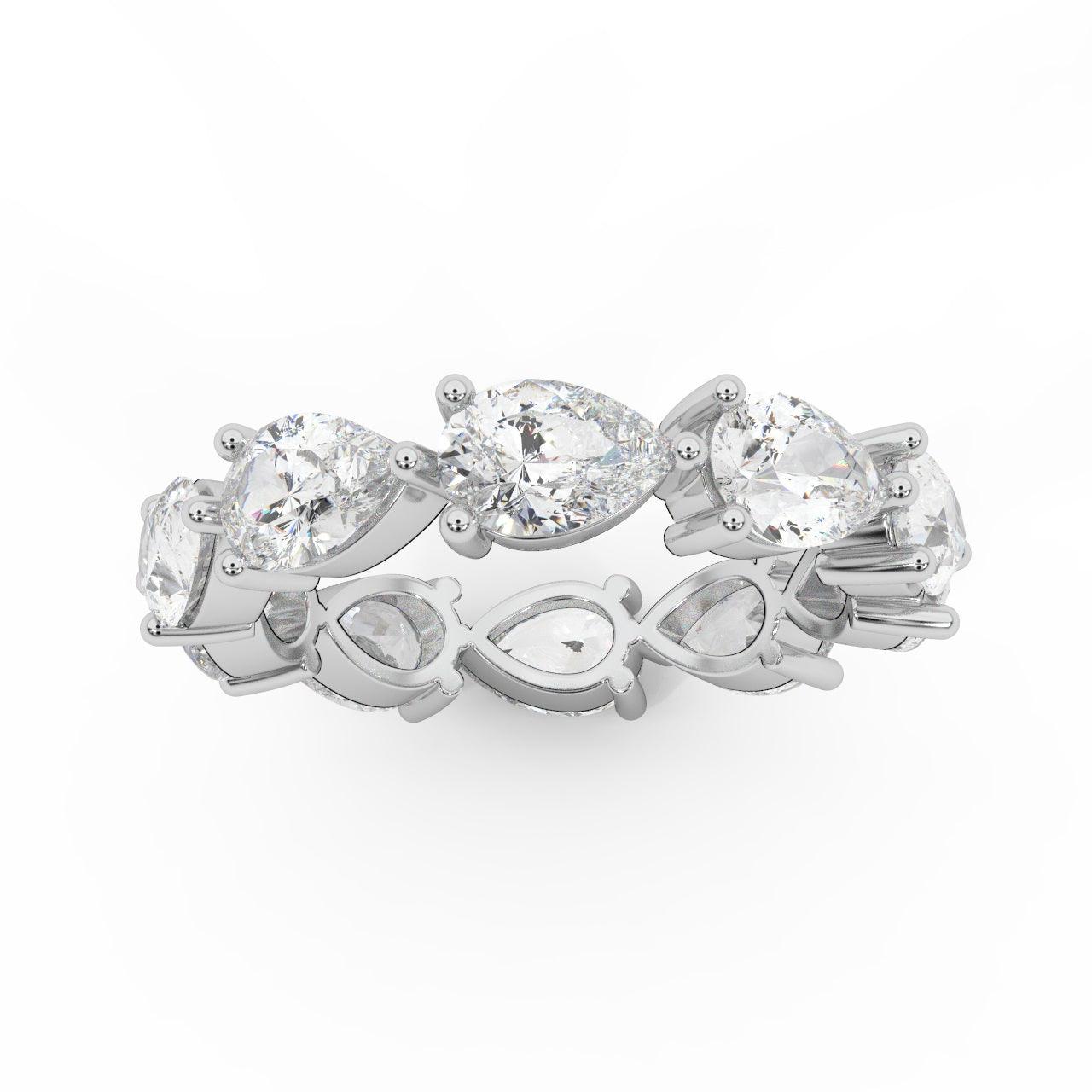 F/VS 3.00 Ct Certified Pear Diamond Full Eternity Ring in Hallmarked 18k Gold & Platinum
