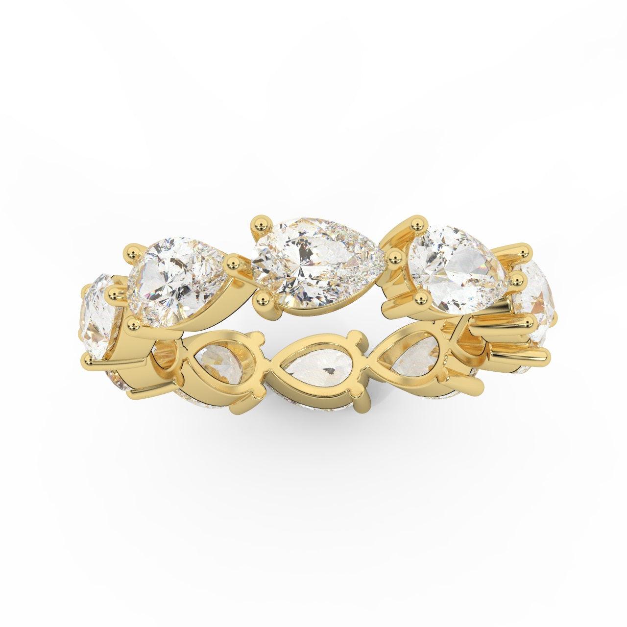 F/VS 3.00 Ct Certified Pear Diamond Full Eternity Ring in Hallmarked 18k Gold & Platinum