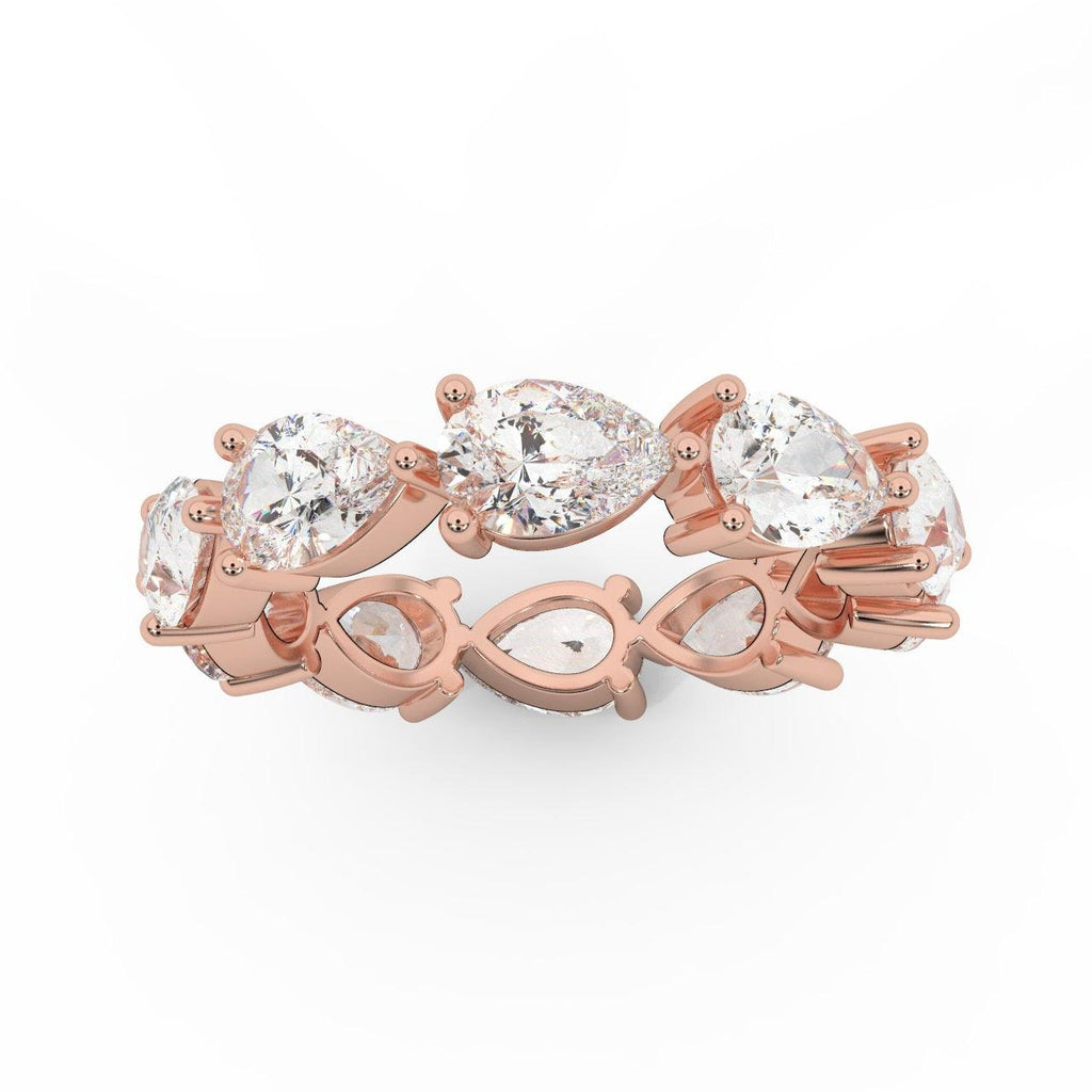 F/VS 3.00 Ct Certified Pear Diamond Full Eternity Ring in Hallmarked 18k Gold & Platinum