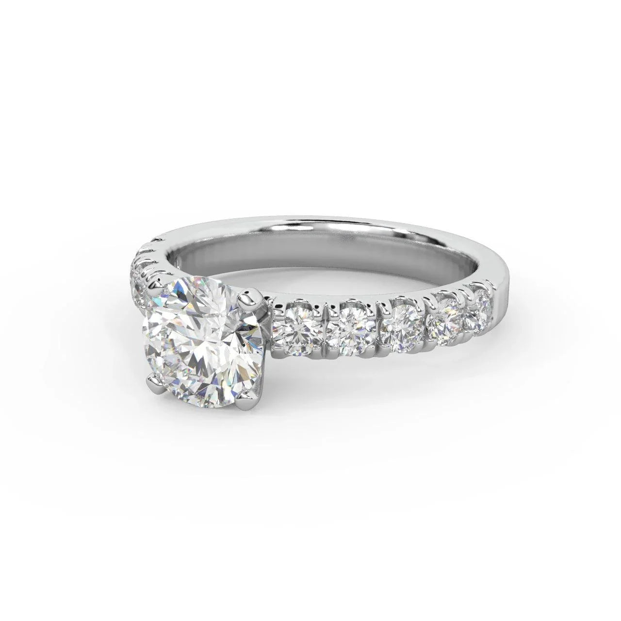Round Diamond Engagement Ring - Micro Pave Set