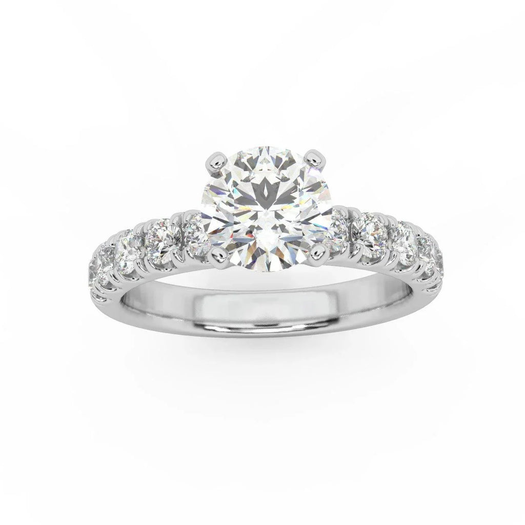 Round Diamond Engagement Ring - Micro Pave Set