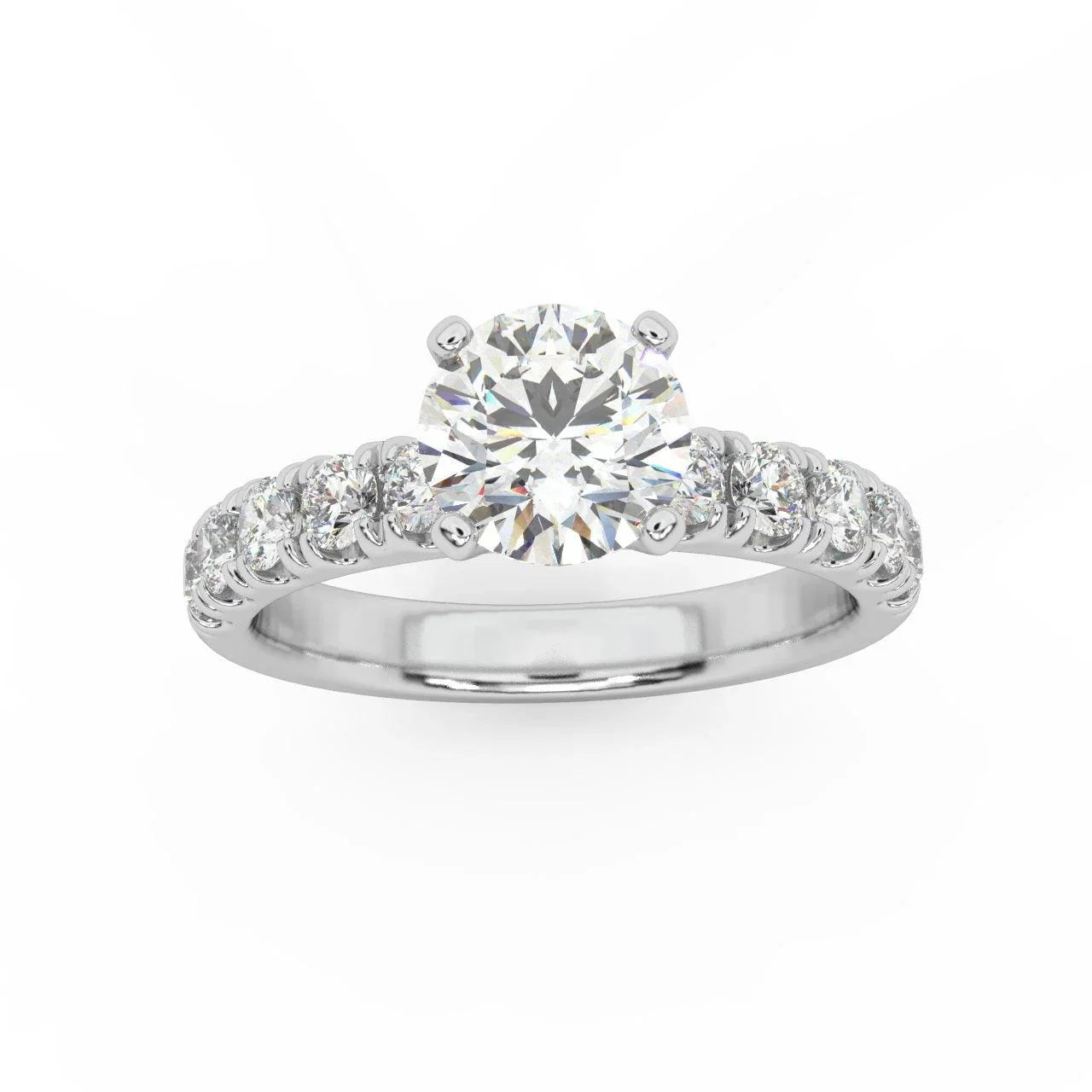 Round Diamond Engagement Ring - Micro Pave Set