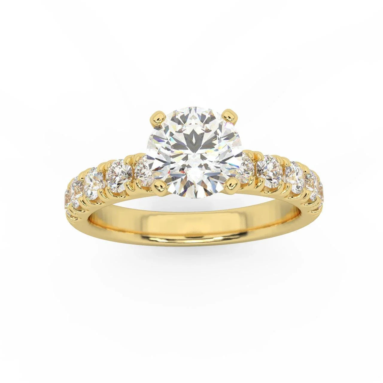 Round Diamond Engagement Ring - Micro Pave Set