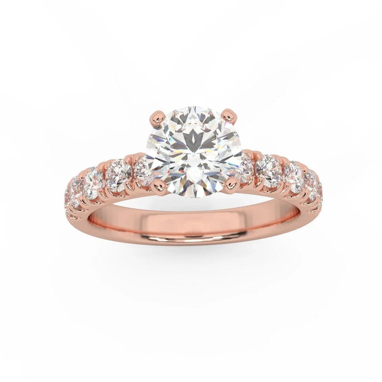Round Diamond Engagement Ring - Micro Pave Set