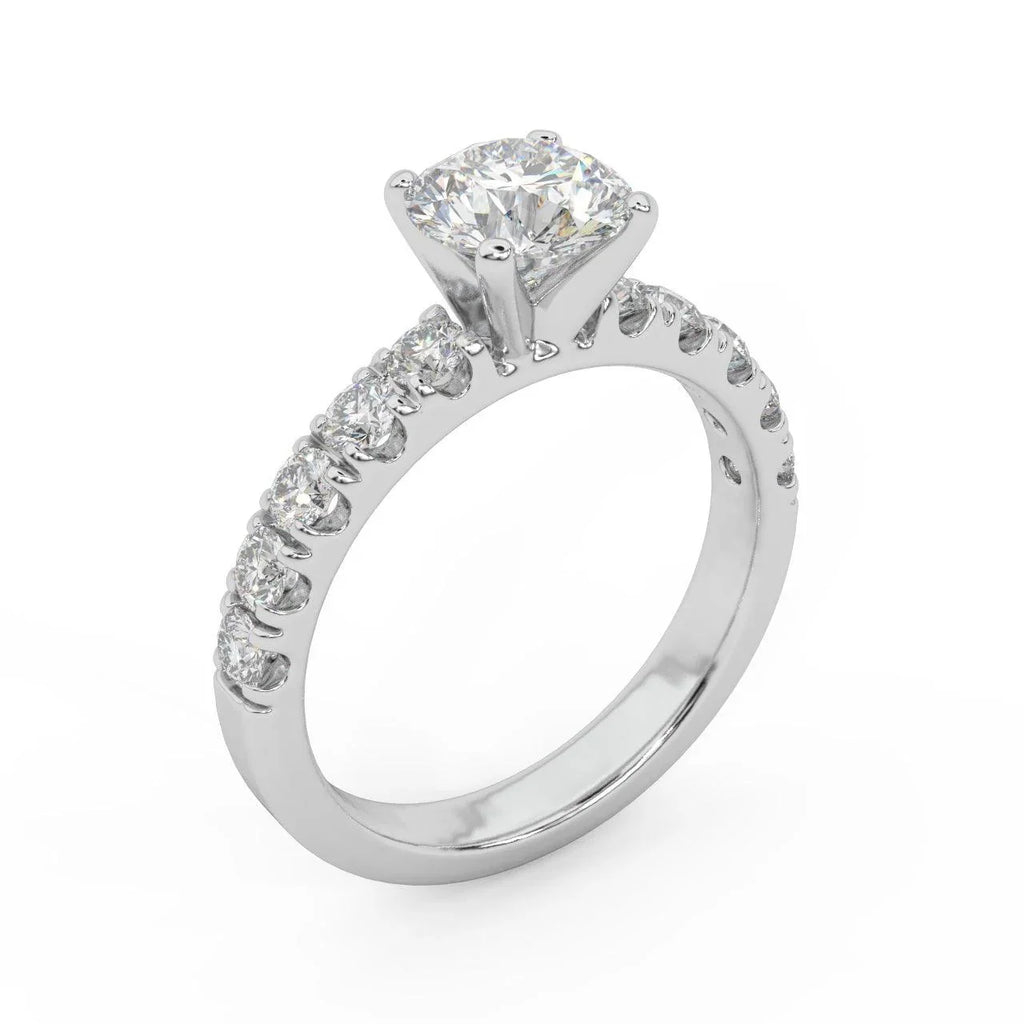 Round Diamond Engagement Ring - Micro Pave Set