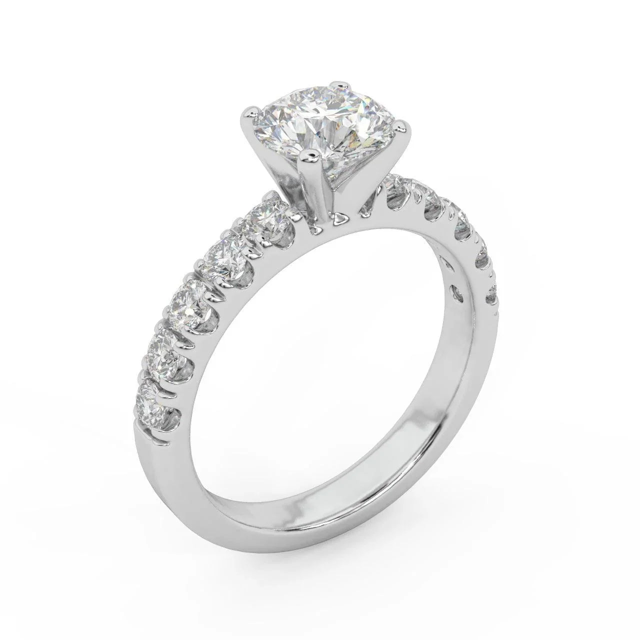 Round Diamond Engagement Ring - Micro Pave Set