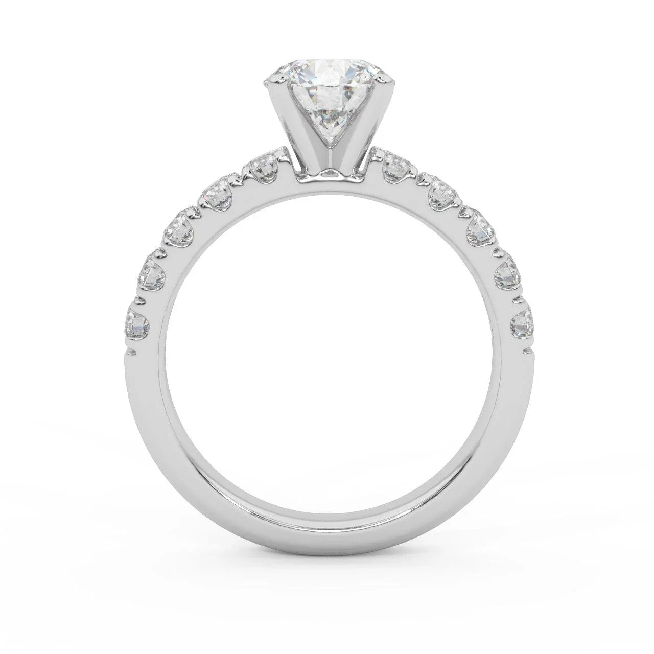 Round Diamond Engagement Ring - Micro Pave Set