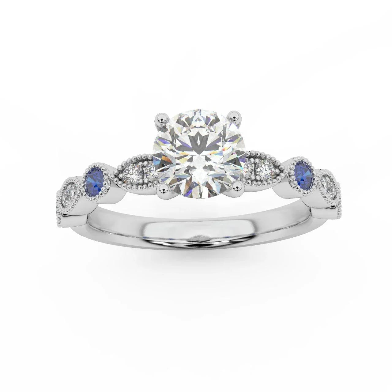 Antique Bezel And Pave Set Diamond Engagement Ring - Miligrain on Edges