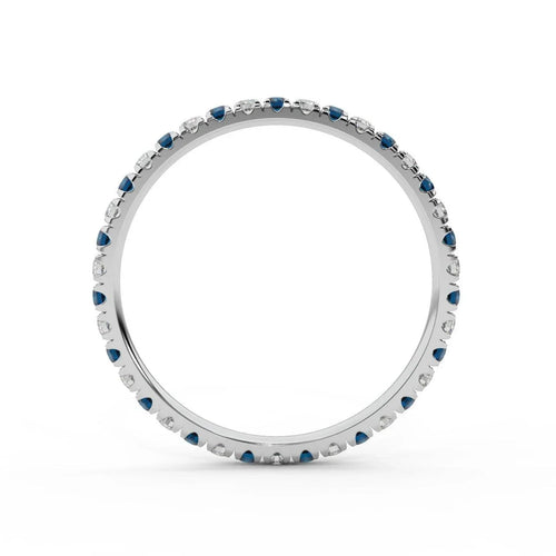 100% Natural 2mm Micro Pave Set Sapphire and Diamond Full Eternity Ring in Platinum