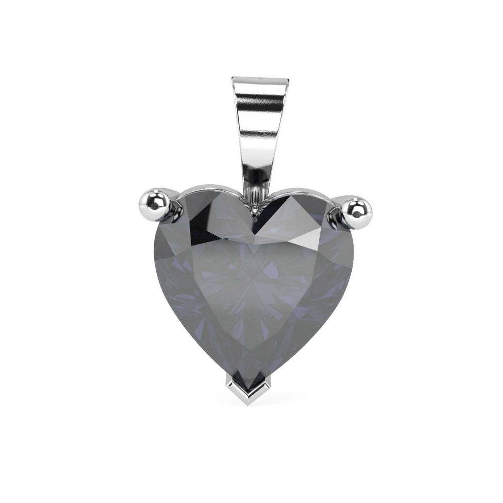 3.00ct Genuine Heart Shaped Blackish Blue Sapphire Solitaire Pendant for Womens