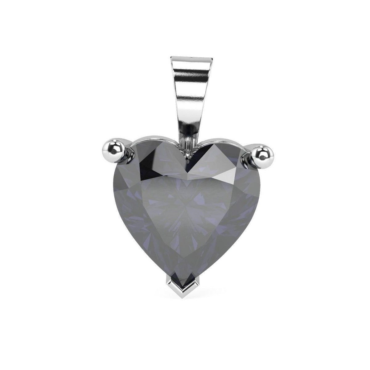 3.00ct Genuine Heart Shaped Blackish Blue Sapphire Solitaire Pendant for Womens
