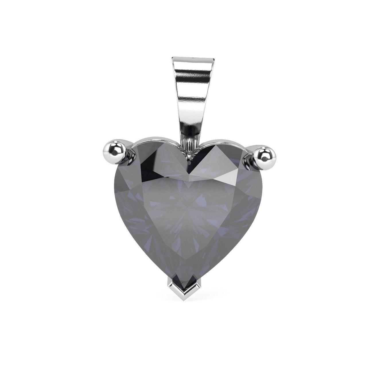 3.00ct Genuine Heart Shaped Blackish Blue Sapphire Solitaire Pendant for Womens