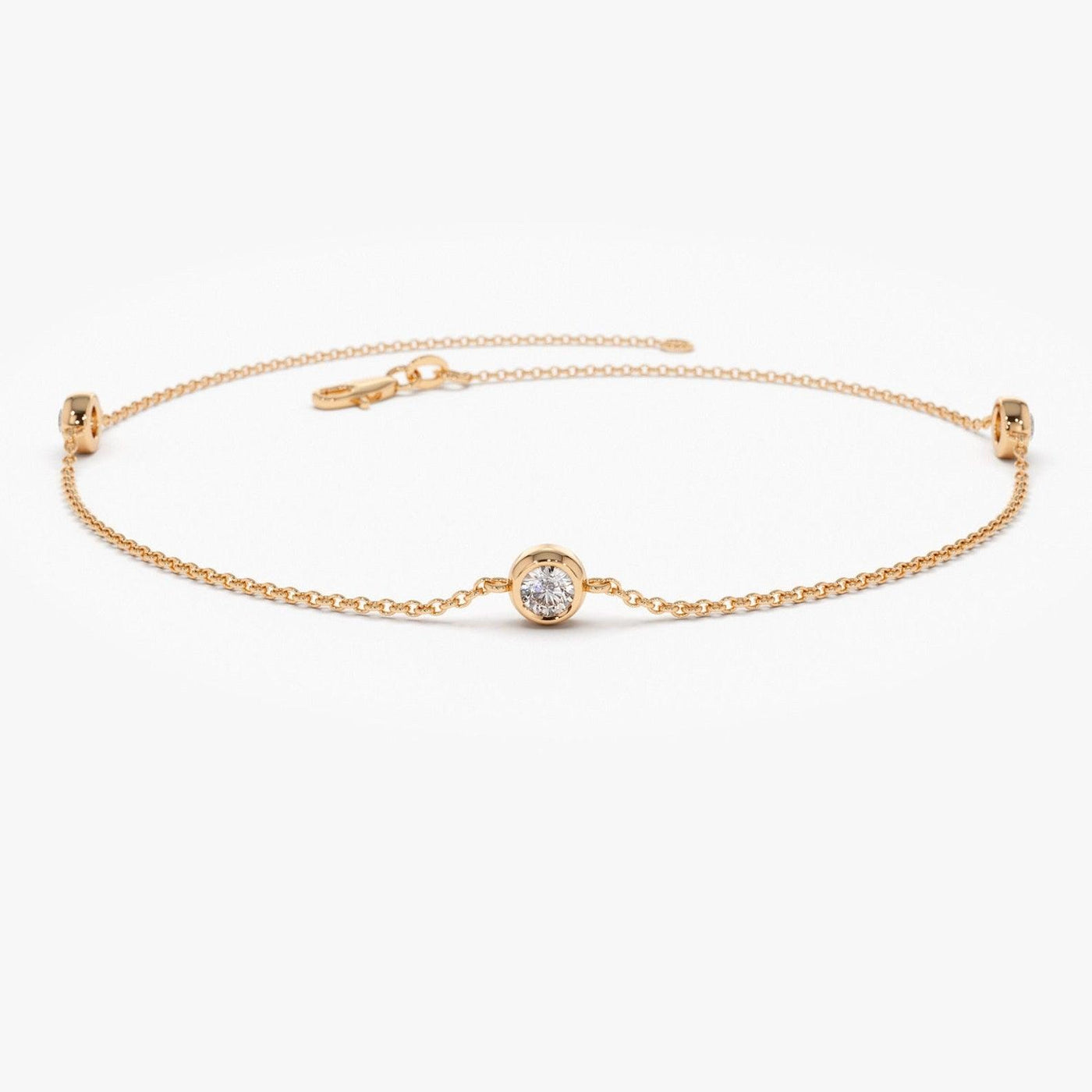 3 ROUND DIAMOND CHARM BRACELET CRAFTED IN 18K YELLOW GOLD