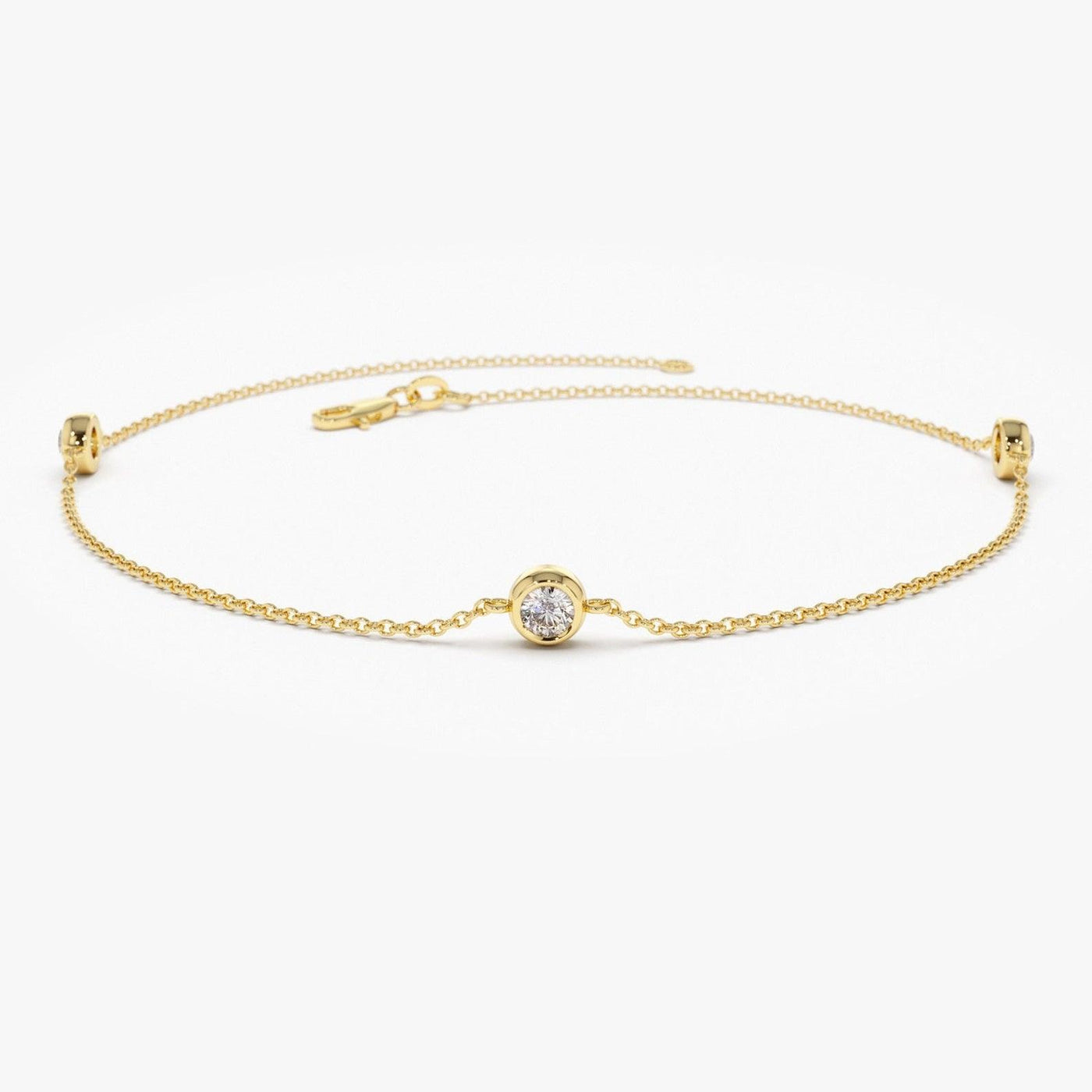 3 ROUND DIAMOND CHARM BRACELET CRAFTED IN 18K YELLOW GOLD- AMADADIAMONDS