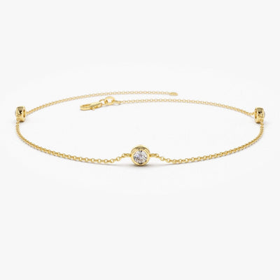 3 ROUND DIAMOND CHARM BRACELET CRAFTED IN 18K YELLOW GOLD- AMADADIAMONDS