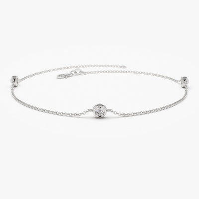 3 ROUND DIAMOND CHARM BRACELET CRAFTED IN 18K WHITE GOLD