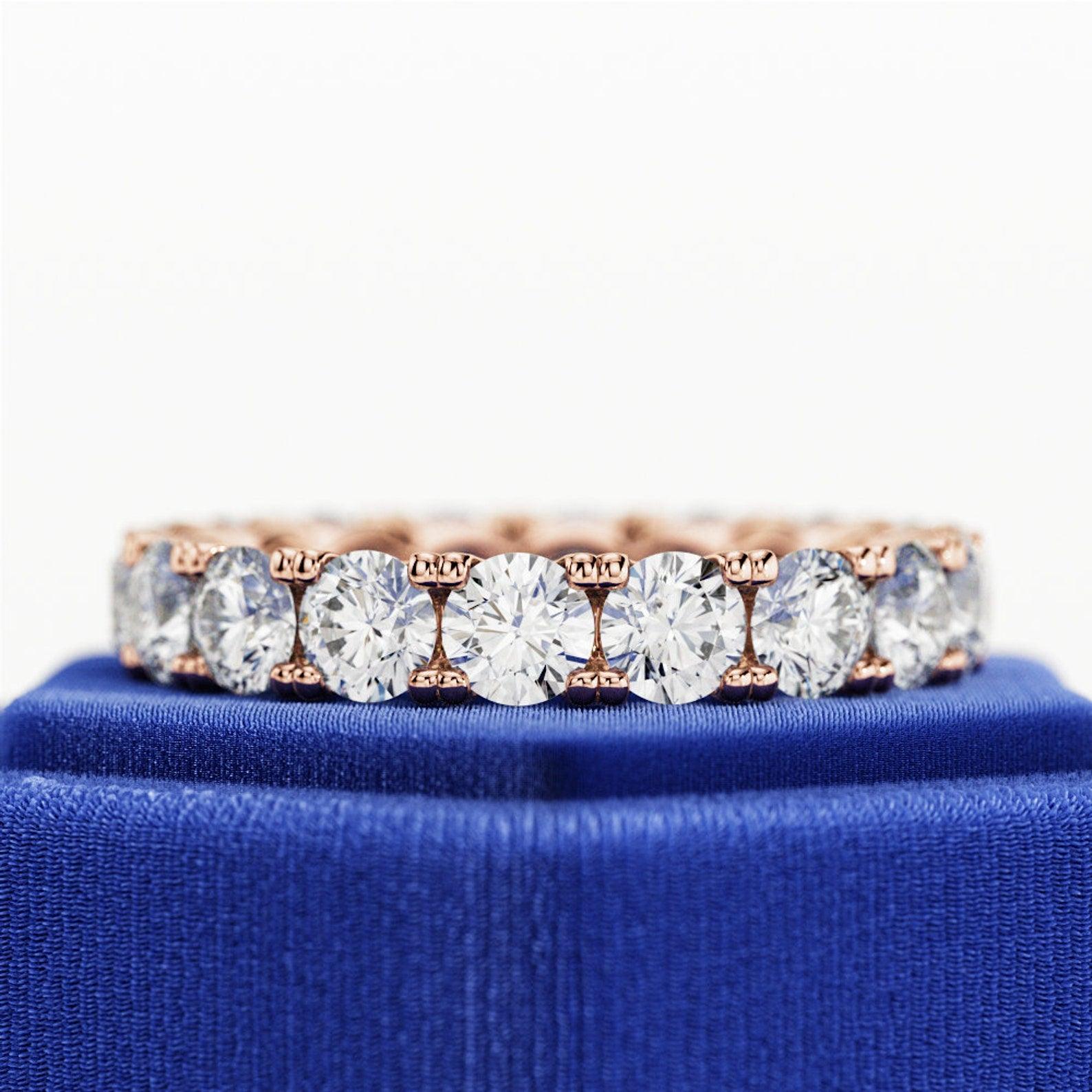 Round Diamond U Prong Full Eternity Ring for Women's - 2.00Carat - 3.00Carat - D/VVS