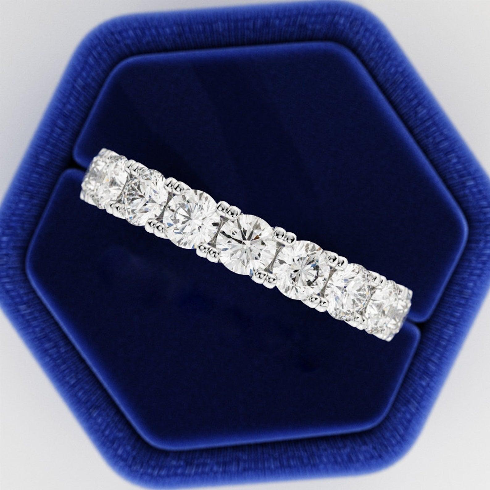Round Diamond U Prong Full Eternity Ring for Women's - 2.00Carat - 3.00Carat - D/VVS