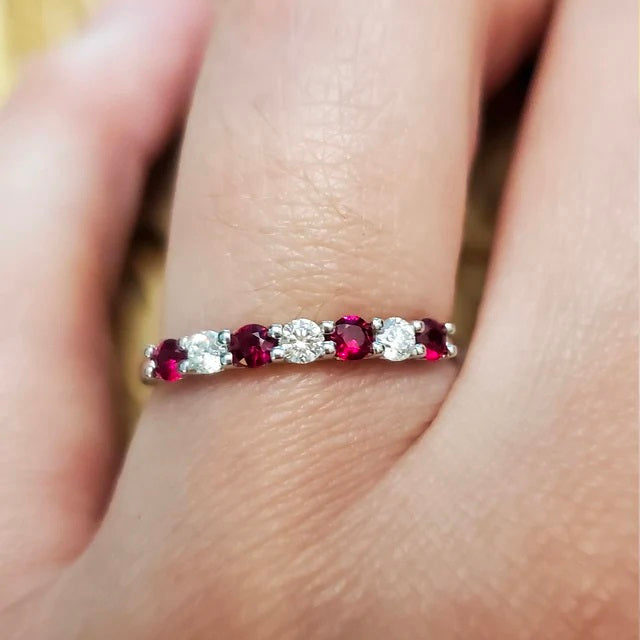 Natural Ruby & Diamond Eternity Ring - 1.00 Carat - July Birthstone