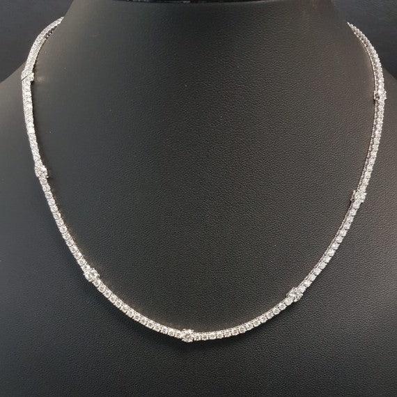 Certified 7.50Ct D/VS Beautiful Diamond Tennis Necklace in Hallmarked 18k White Gold