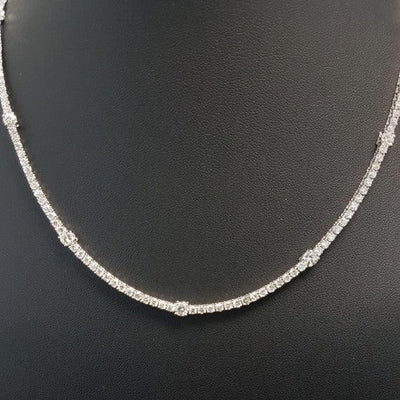 Certified 7.50Ct D/VS Beautiful Diamond Tennis Necklace in Hallmarked 18k White Gold