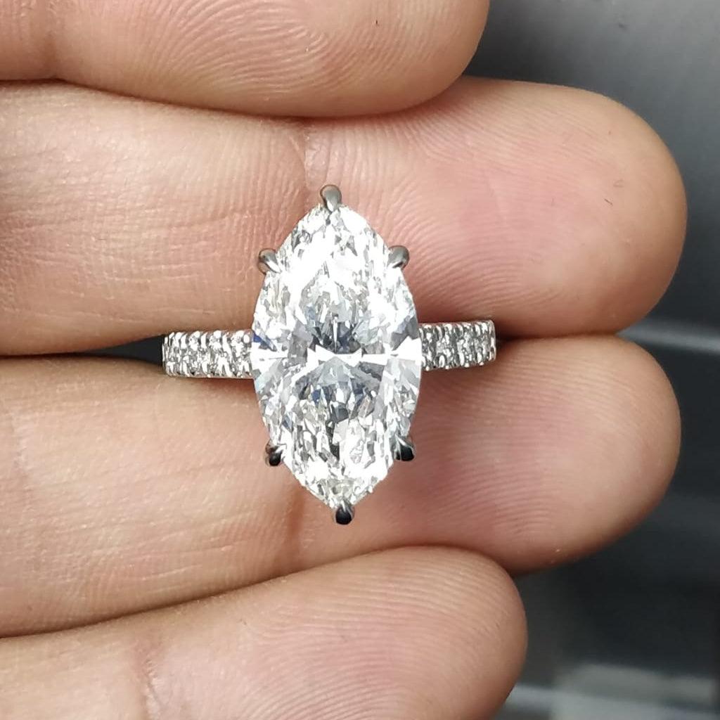 IGI Certified Huge 5.50Ct Marquise Diamond Engagement Ring Platinum