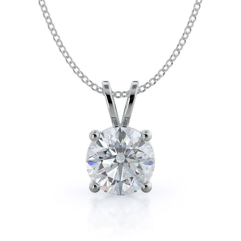 Certified E/VS 1.00Ct - 1.50Ct Round Diamond Solitaire Pendant Necklace for Women