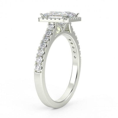 1.00 Carat Princess Halo Diamond Engagement Ring, Platinum