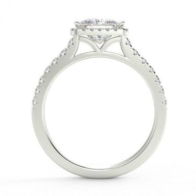 1.00 Carat Princess Halo Diamond Engagement Ring, Platinum