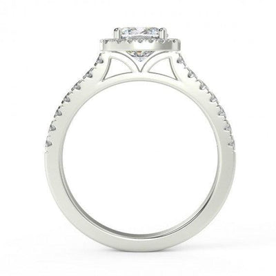 1.00 Carat Cushion Halo Diamond Engagement Ring, Platinum , 18K Gold