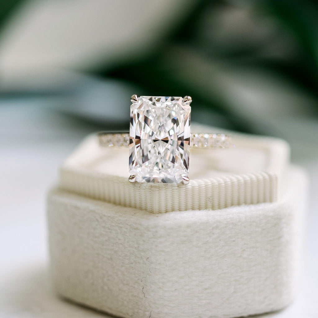 E/VS 3.50Ct Radiant Diamond Bridal Set Engagement Ring