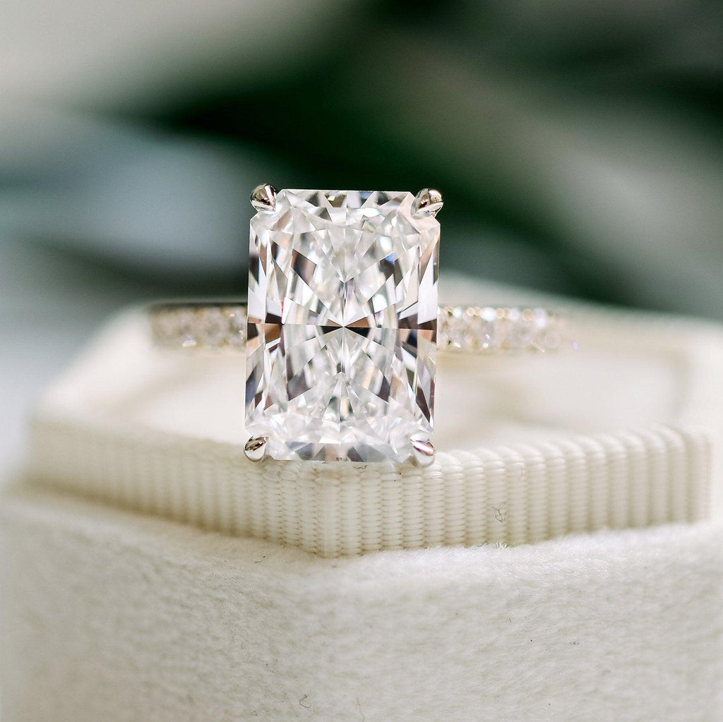 E/VS 3.50Ct Radiant Diamond Bridal Set Engagement Ring