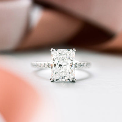 E/VS 3.60Ct Radiant Diamond Bridal Set Engagement Ring