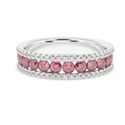 Ruby and Diamond Designer Half Eternity Ring 1.50Ct