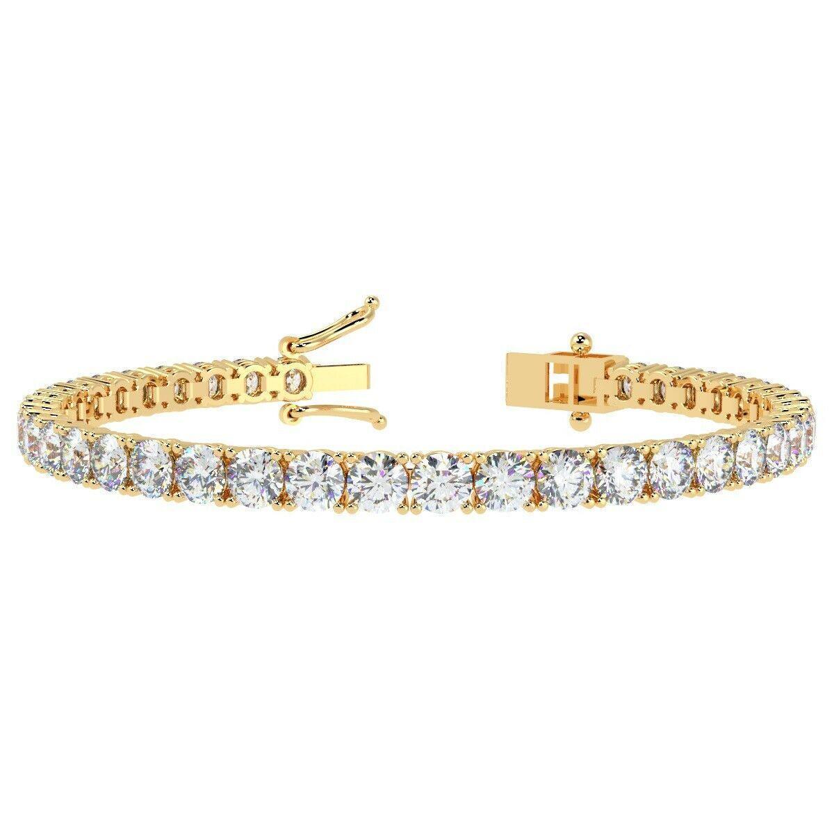 Last pcs..F/VS 5.00CT Round Diamond Tennis Bracelet Crafted in 18k Yellow Gold - Amada Diamonds