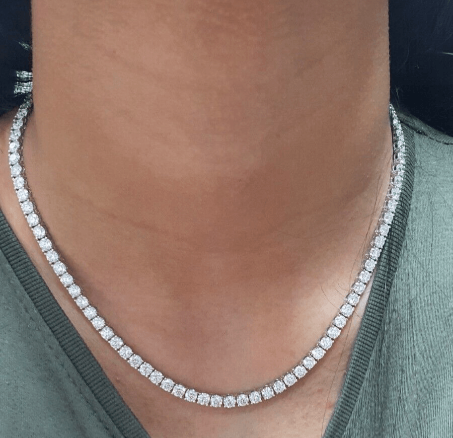 Lab Diamond Tennis Necklace 22.00ct D/VVS Quality in 9K Gold