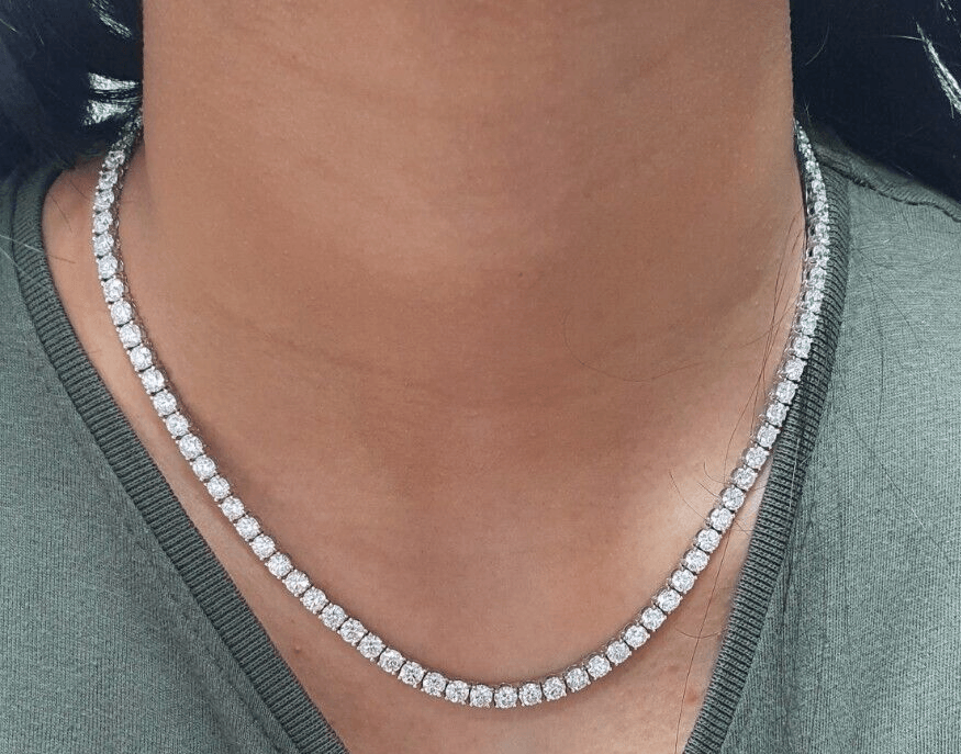 Lab Diamond Tennis Necklace 22.00ct D/VVS Quality in 9K Gold