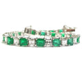 Natural Colombian Emerald and Diamond Designer Bracelet Crafted in 18k White Gold 12.00Ct-20.00Ct - Amada Diamonds