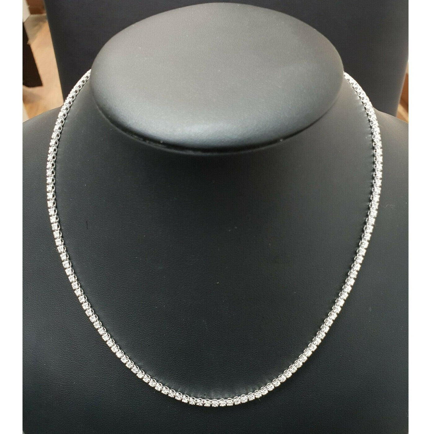 Last Piece ! Certified 4.00Ct Natural Round Diamond Tennis Necklace in Hallmarked White Gold