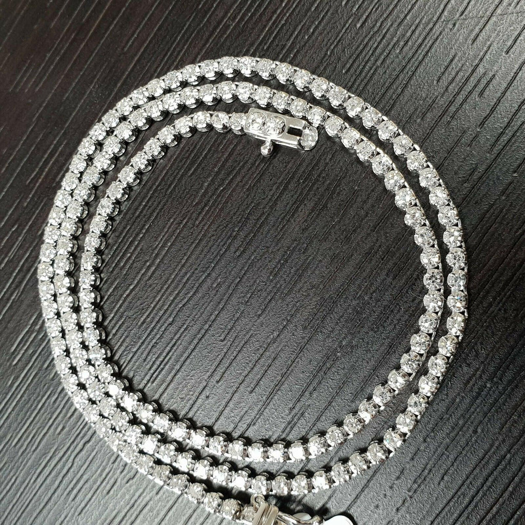 Last Piece ! Top Quality D/vVS 5.50Ct Round Diamond Tennis Necklace in White Gold 17inches