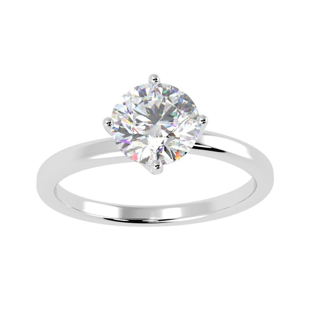 Natural Round Diamond Solitaire Engagement Ring, F/VVS 0.35 Ct Diamond In Heavy Platinum