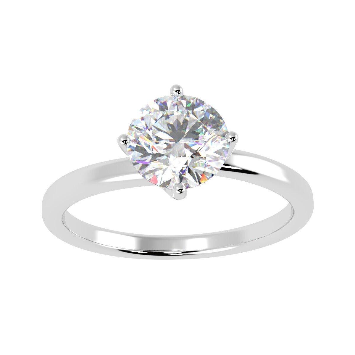 Natural Round Diamond Solitaire Engagement Ring, F/VVS 0.35 Ct Diamond In Heavy Platinum