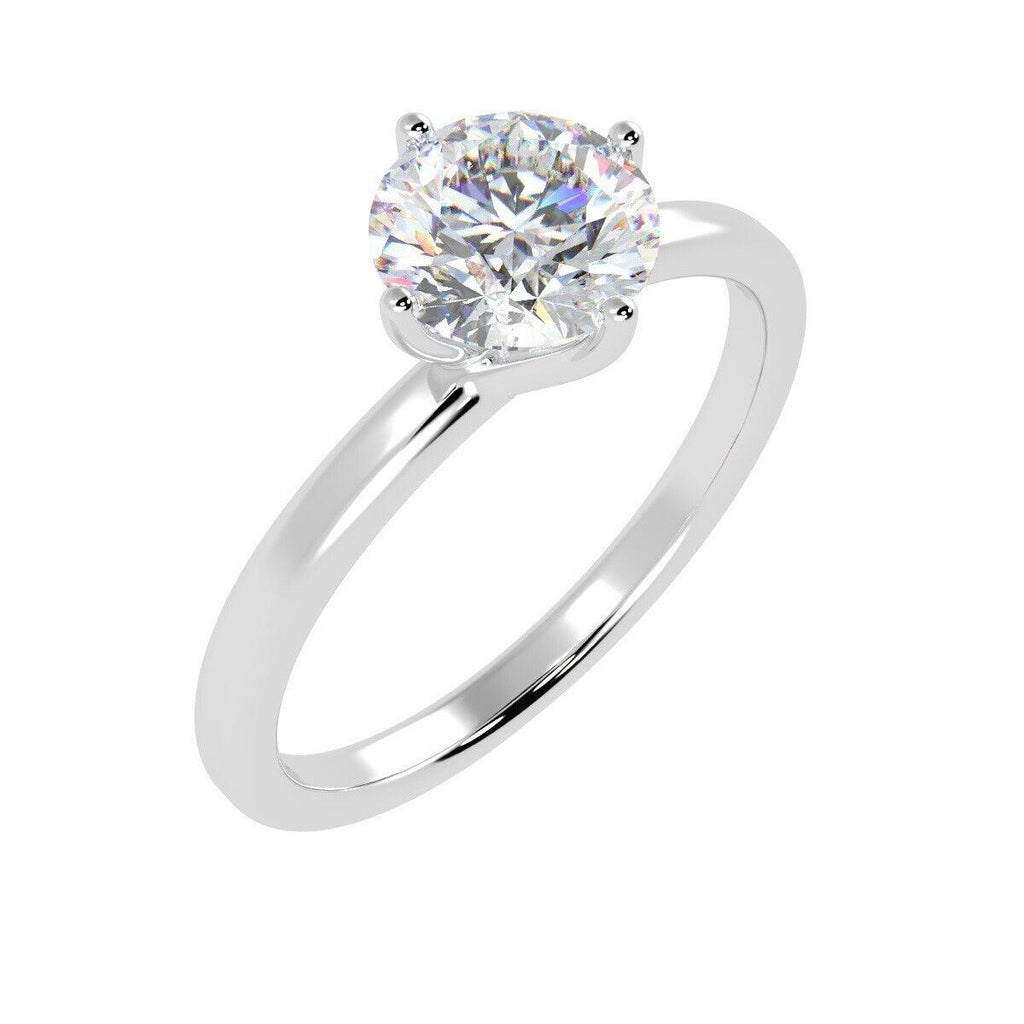 Natural Round Diamond Solitaire Engagement Ring, F/VVS 0.35 Ct Diamond In Heavy Platinum