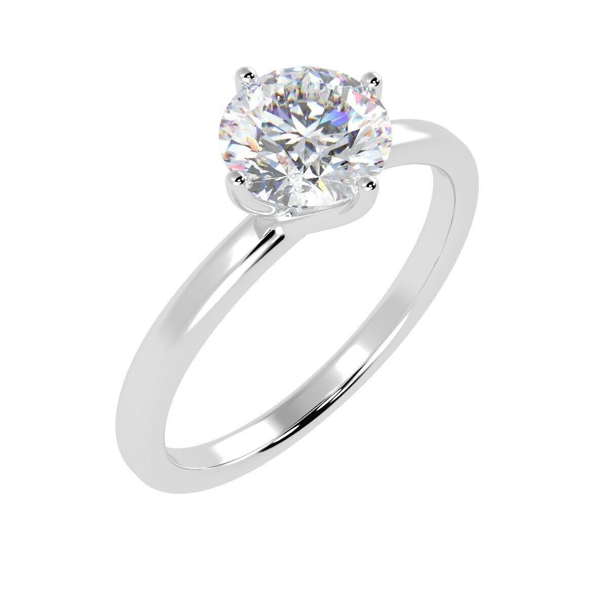 Natural Round Diamond Solitaire Engagement Ring, F/VVS 0.35 Ct Diamond In Heavy Platinum
