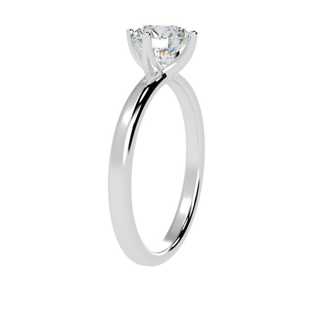 Natural Round Diamond Solitaire Engagement Ring, F/VVS 0.35 Ct Diamond In Heavy Platinum