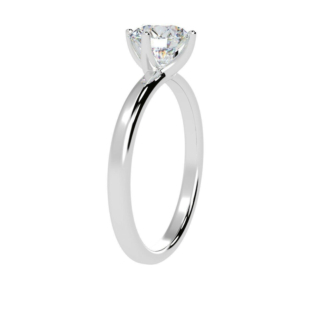 Natural Round Diamond Solitaire Engagement Ring, F/VVS 0.35 Ct Diamond In Heavy Platinum