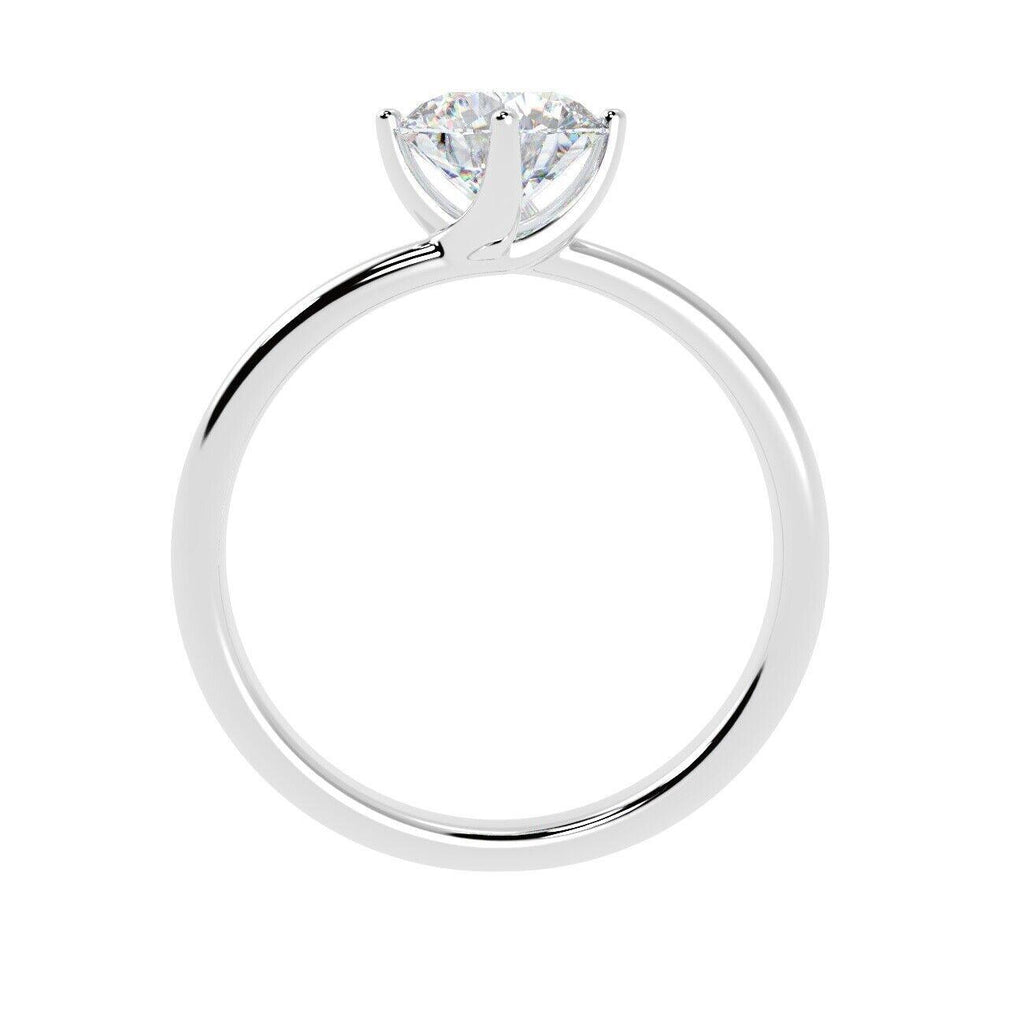 Natural Round Diamond Solitaire Engagement Ring, F/VVS 0.35 Ct Diamond In Heavy Platinum